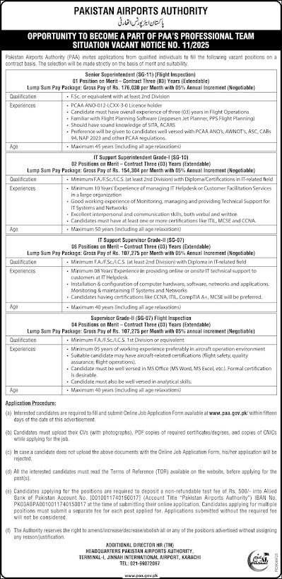 Pakistan Airport Authority Jobs 2025 Latest Advertisement