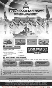 Pakistan Navy Jobs for Matriculation, Inter, Graduation 2024