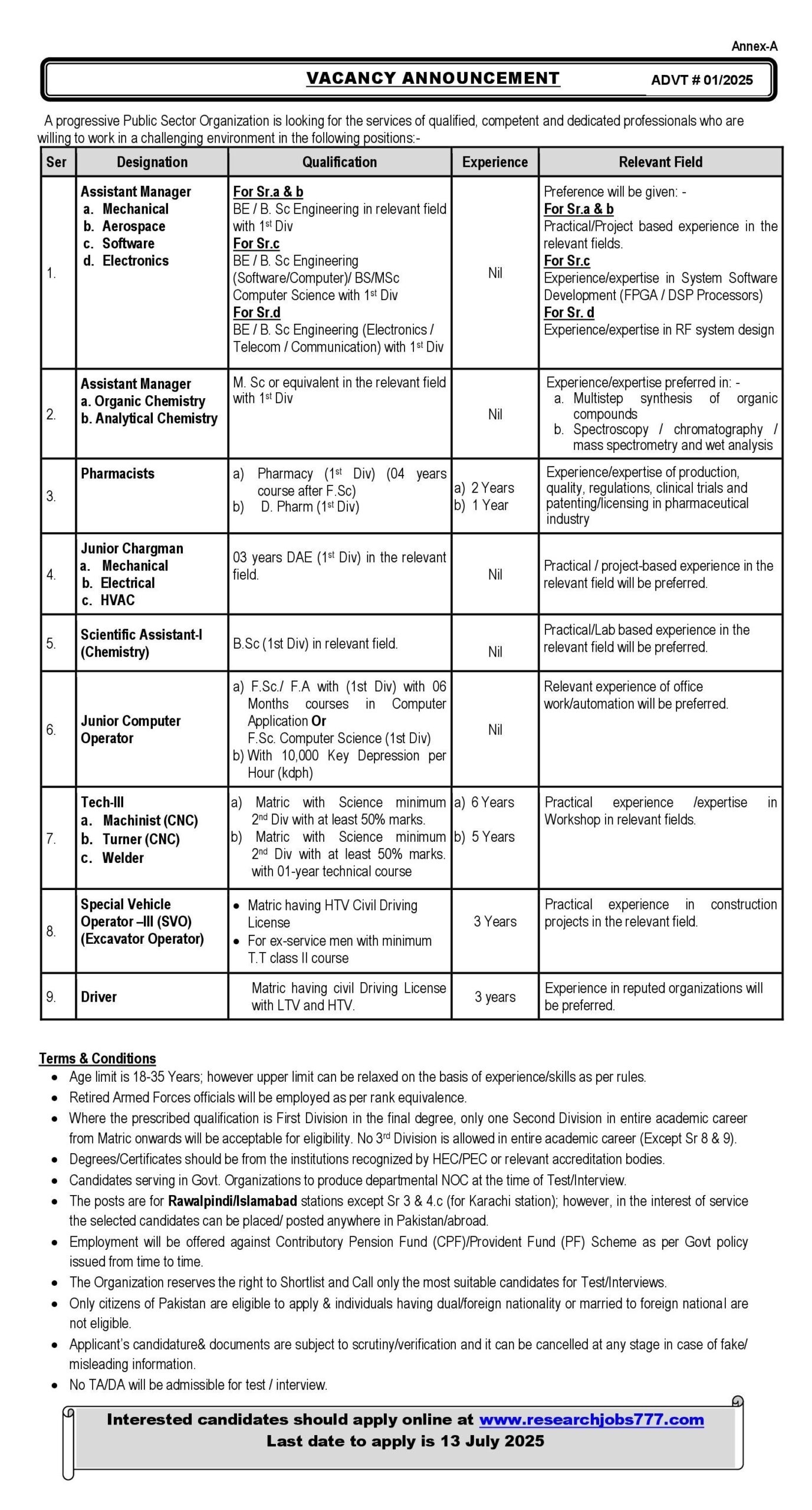 Pakistan Nuclear Energy Jobs 2025 Latest Ads