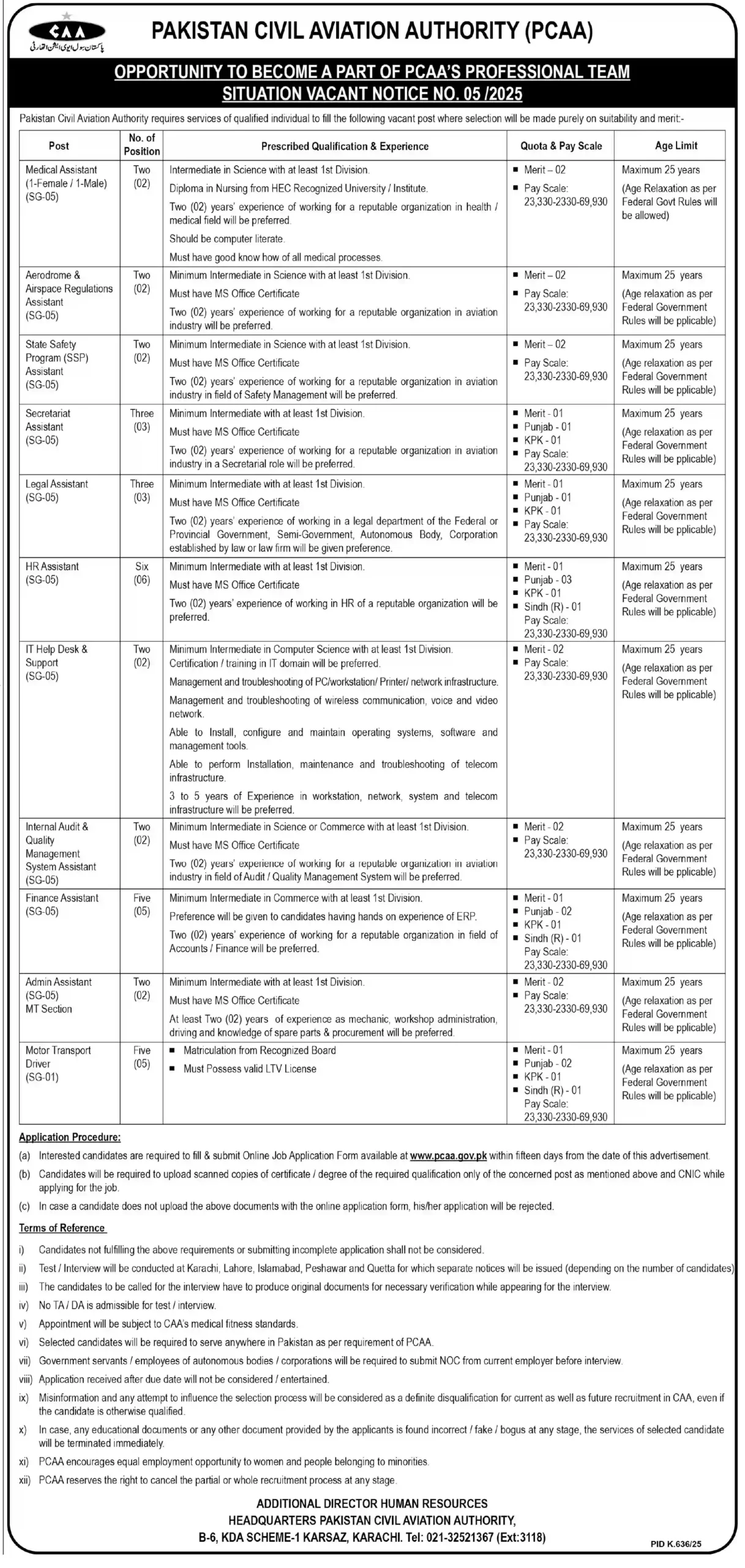 Pakistan Civil Aviation Authority Jobs 2025 Latest Advertisement
