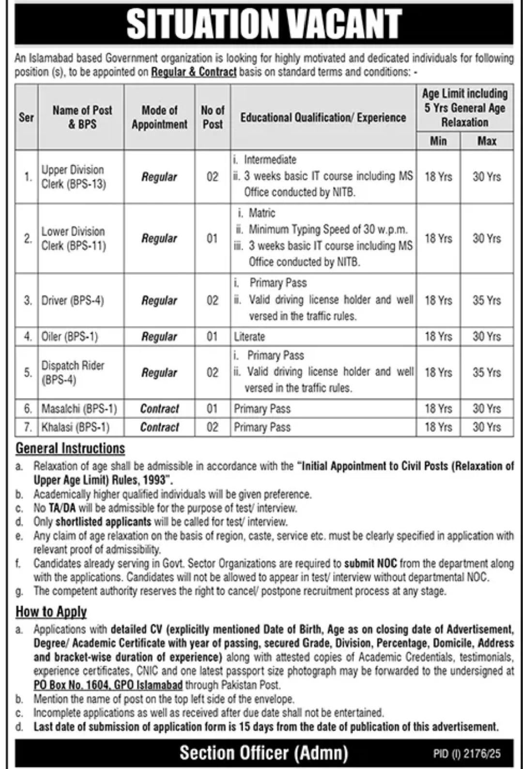 President Secretariat Office Jobs 2025 Latest Advertisement