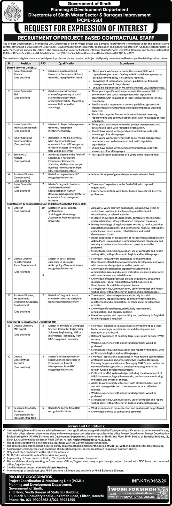 Planning and Development Department Jobs 2026 Latest Advertisement