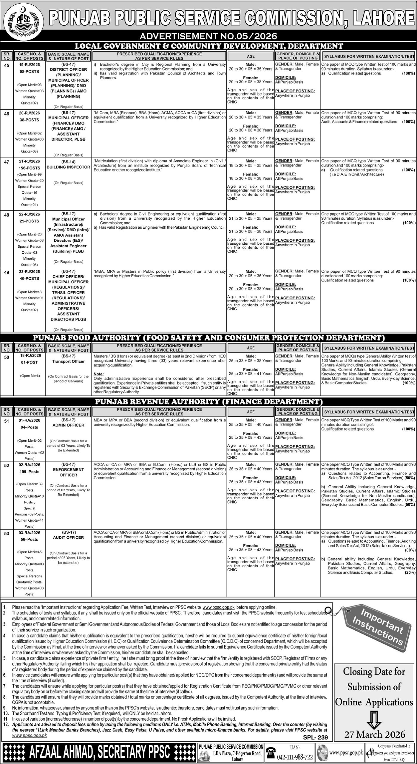 Punjab Public Service Commission Jobs 2026 Latest Advertisement