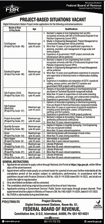 Federal Board of Revenue Jobs 2026 Latest Advertisement