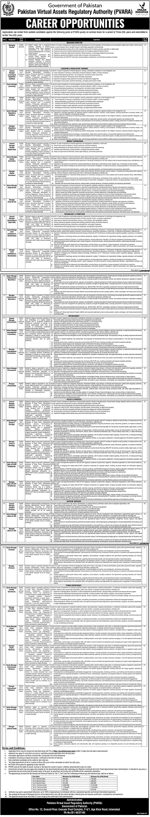 Pakistan Virtual Assets Regulatory Authority Jobs 2026 Latest Advertisement